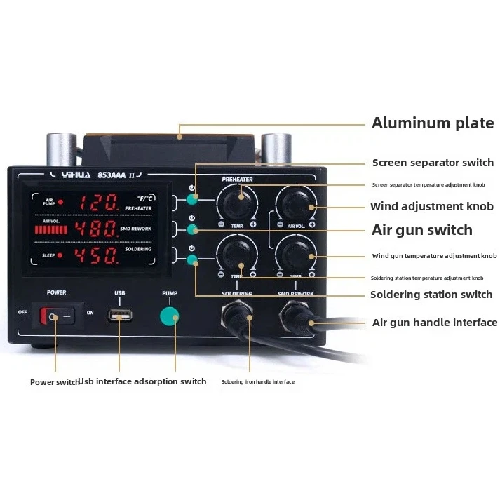 

YIHUA 853AAA-II 3-in-1 Soldering Station for Micro Soldering & Phone Screen Repair BGA Rework Station