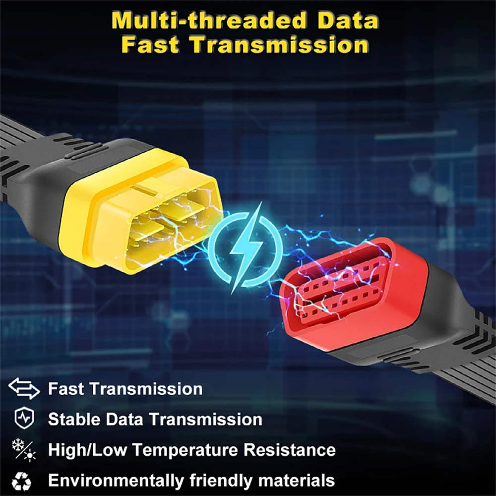 Obd2 obdii تمديد كابل ذكر إلى موصل سالب 16Pin أداة تشخيصية ل ELM327 إطلاق Thinkdiag محول غير قابل للانحناء