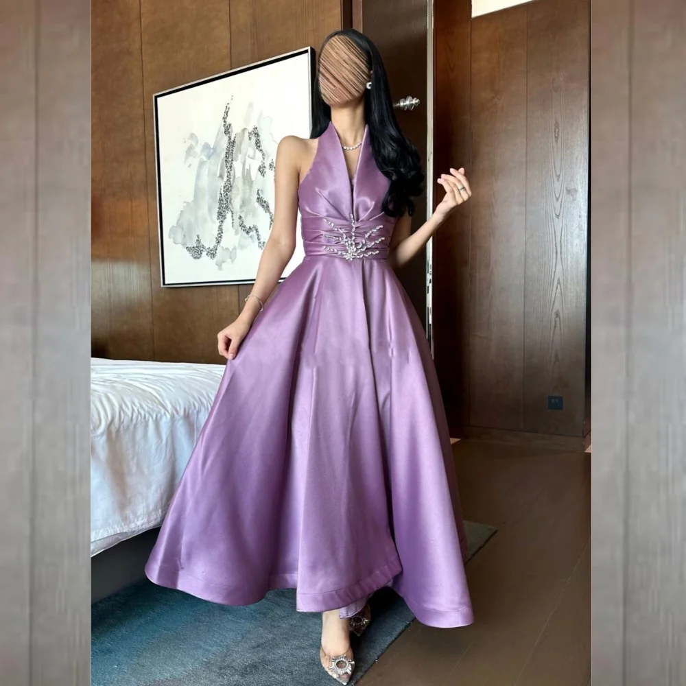 Robe de Quinceanera froncée à paillettes en satin, robes mi-longues, robe de ligne A, col en V, sur mesure, occasion