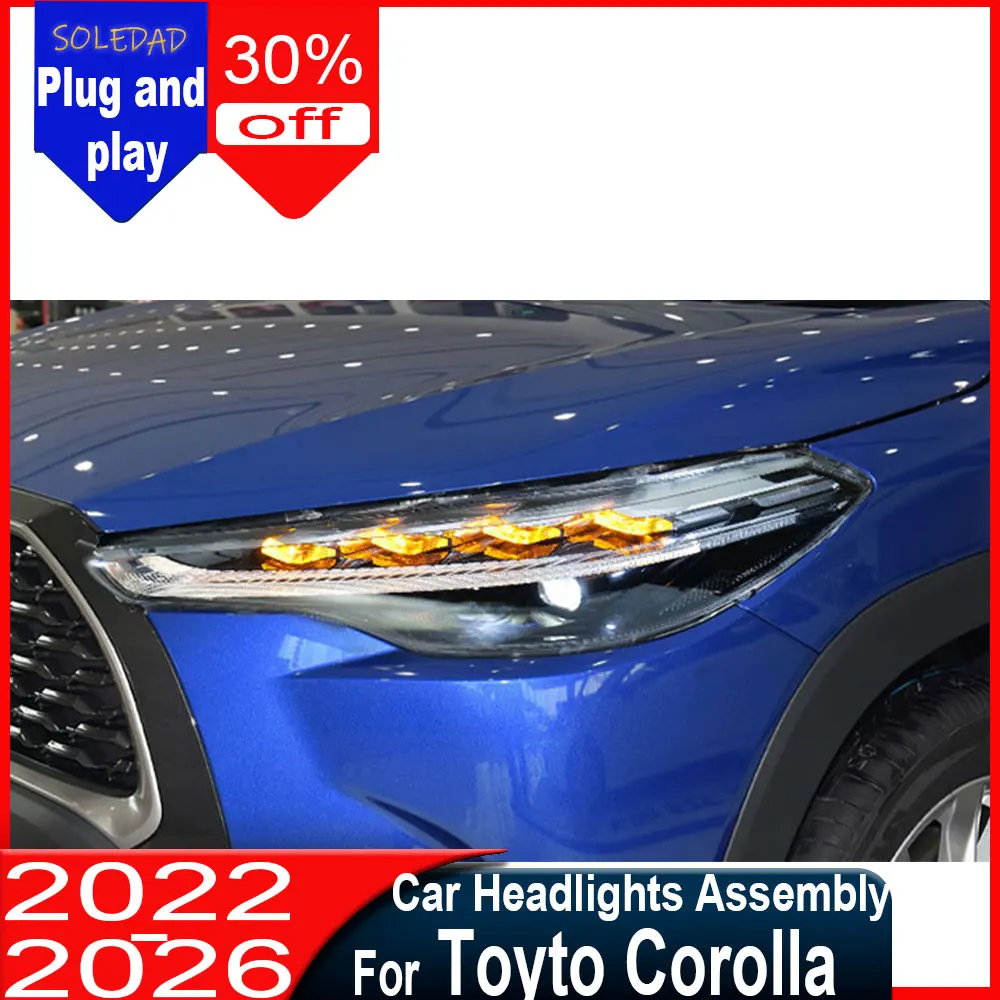 Car headlights For Toyota Corolla Cross Headlights 2022-2025 Upgrade Modified New DRL Dynamic Turn Signal Headlight Accessories