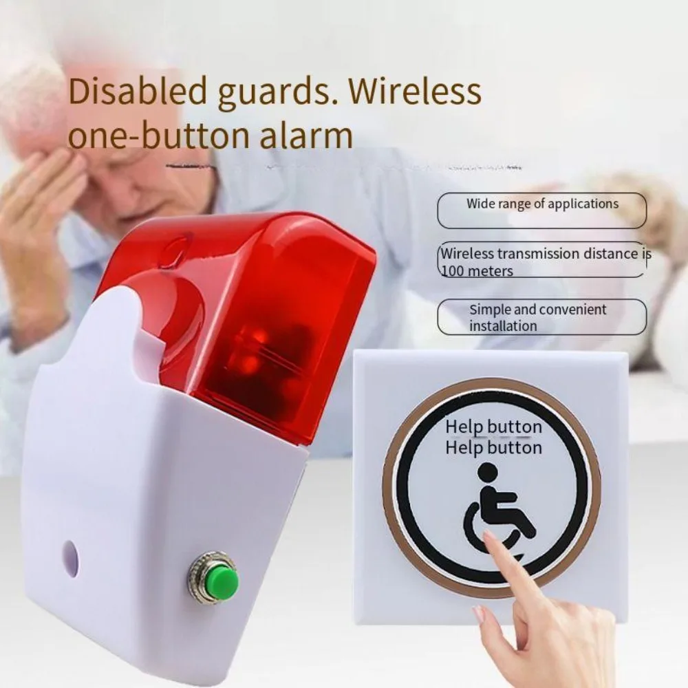 Bathroom Disabled Toilet Alarm - Wireless One-Button SOS Call Device for Elderly Emergency Audible-Visual Alert System