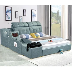 Multi Function Technical Cloth Fabric Bed with Storage Massage Smart Sofa Bed