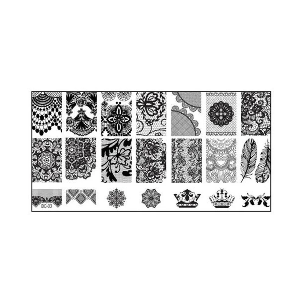 Nail Stamping Plate Lace Designs Nail Polish Stamping Manicure Plates Accessories (BC-03)