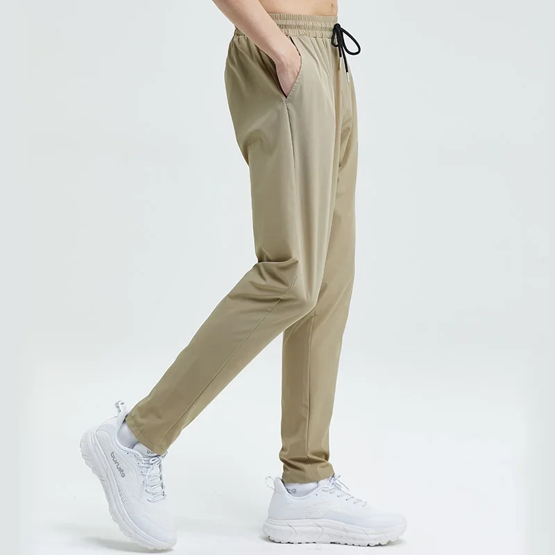 Pantalones deportivos para gimnasio, pantalones pitillo para hombre, ajustados, para correr, correr, transpirables, de secado rápido, de seda