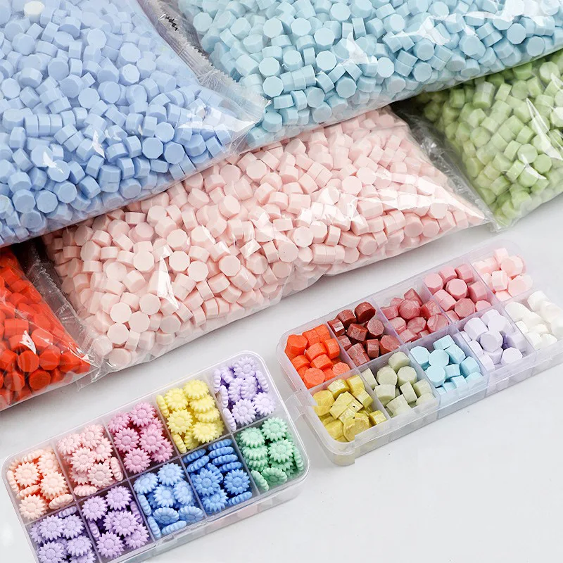 500g Lacquer Wax Particles Octagonal Transparent Color Mixed Color Diy Vintage Hand Account Gift Letter Decoration Seal