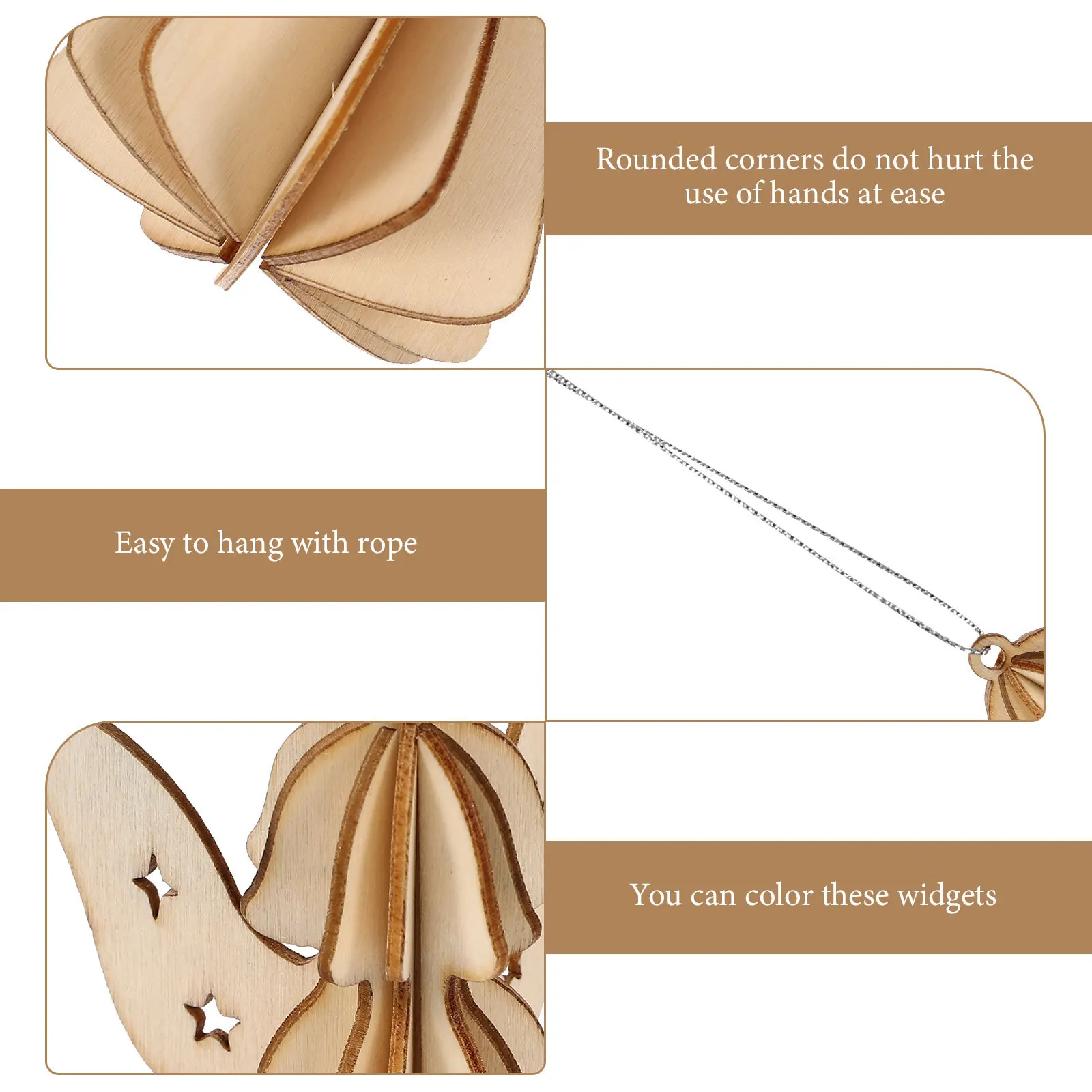 

6Pcs Christmas Tree Ornaments Unfinished Wooden Hanging Decor DIY Craft Xmas Party Decorations Xmas Hanging Ornaments