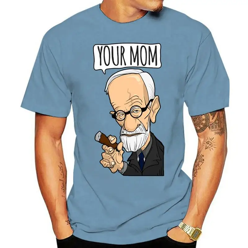 Your Mom Freud Psychoanalytics Gift Pun T Shirt Standard Crew Neck Graphic Design Summer Style Short Sleeve Humor Vintage Shirt