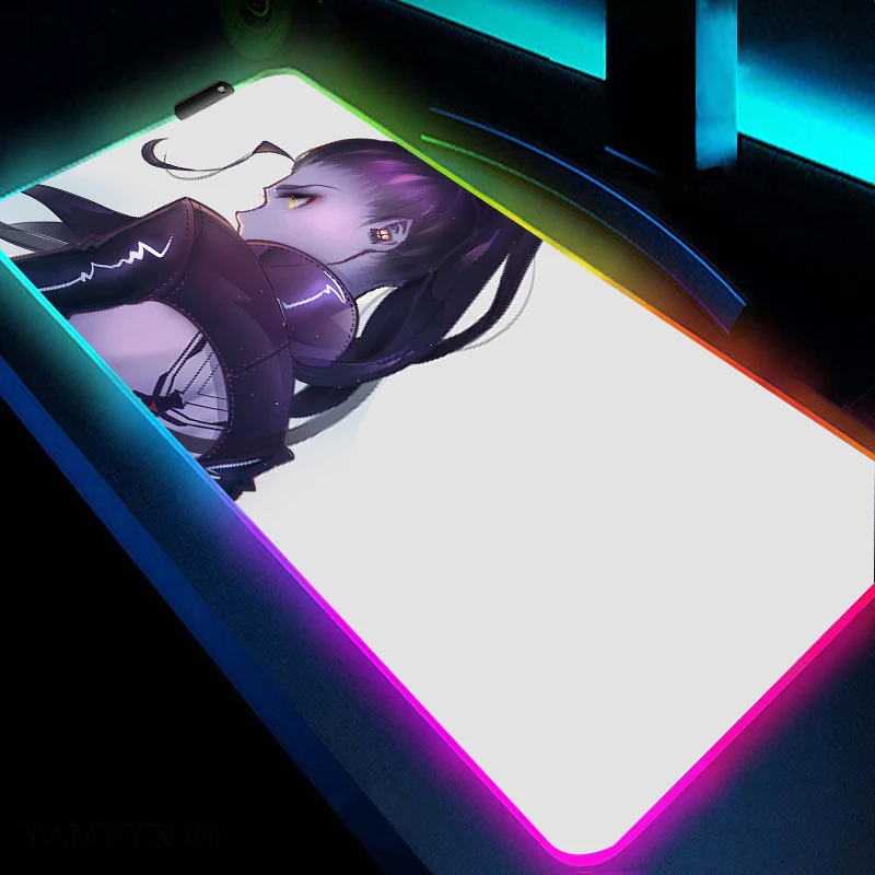 

Large Computer RGB Mousepad With Backlit Gamer Girl Overwatch LED Mouse Mat Rubber Game Mouse Pad PC Gaming Desk Accessories XXL