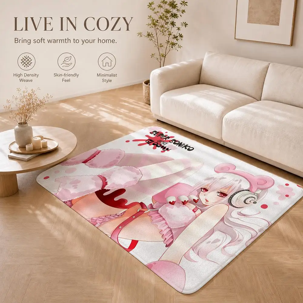 Anime Character S-Super Sonico Floor Mat Non-Slip Absorbent Floor Mat Decorative Rug for Home Bathroom Bedroom Entryway