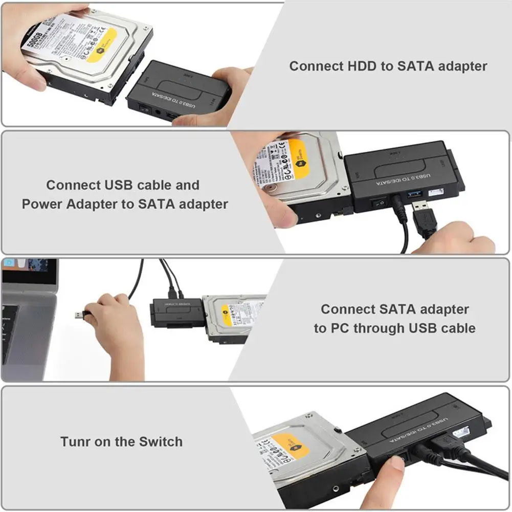 SATA/IDE 어댑터 USB 3.0 SATA/IDE 이지 드라이브 케이블 변환기, 2.5/3.5 하드 디스크, 멀티 인터페이스 드라이버 어댑터, SATA 범용