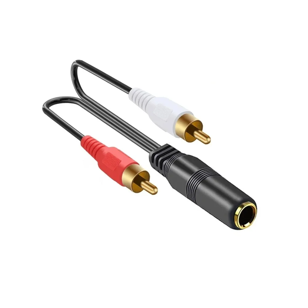 1/4 Inch TRS Jack to 2 RCA R/L Y Splitter Stereo Audio Cable 0.3m Dual RCA to 6.35mm Adapter Cord for Amplifier Mixer Speaker