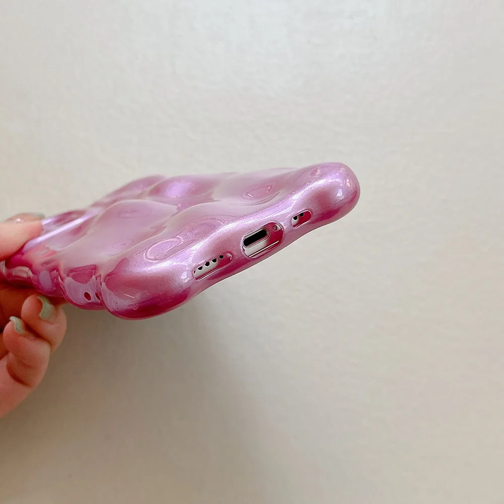 الكورية لامعة ثلاثية الأبعاد نيزك الملمس معكرون بلون الحال بالنسبة آيفون 14 برو 13 12 برو 11 برو ماكس موجة الهاتف للصدمات قذيفة