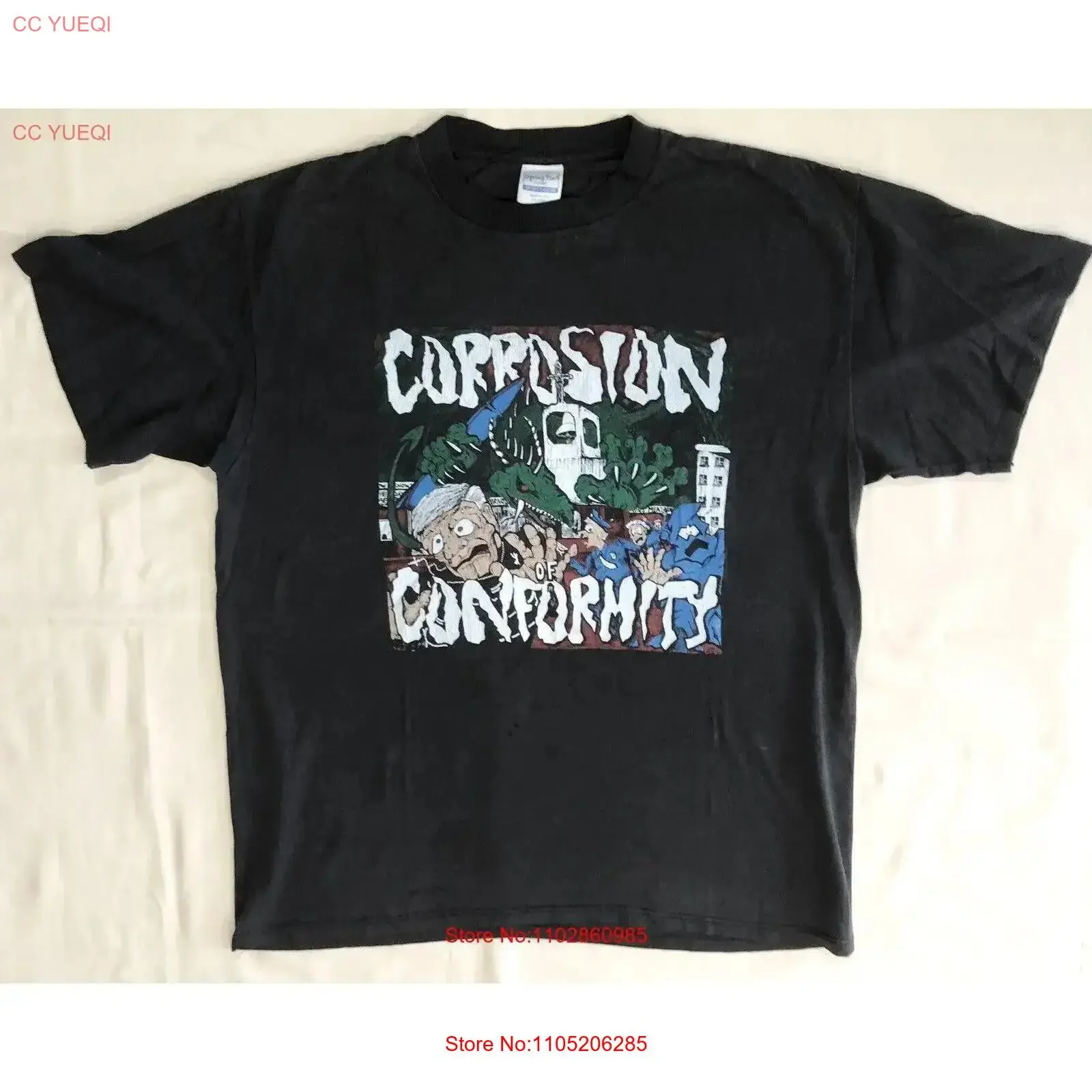 80 s Corrosion Of Conformity T Shirt COC Size XL 2 sided Punk Metal vintage Washed Slightly Stylish Soft Top For Everyday Wear