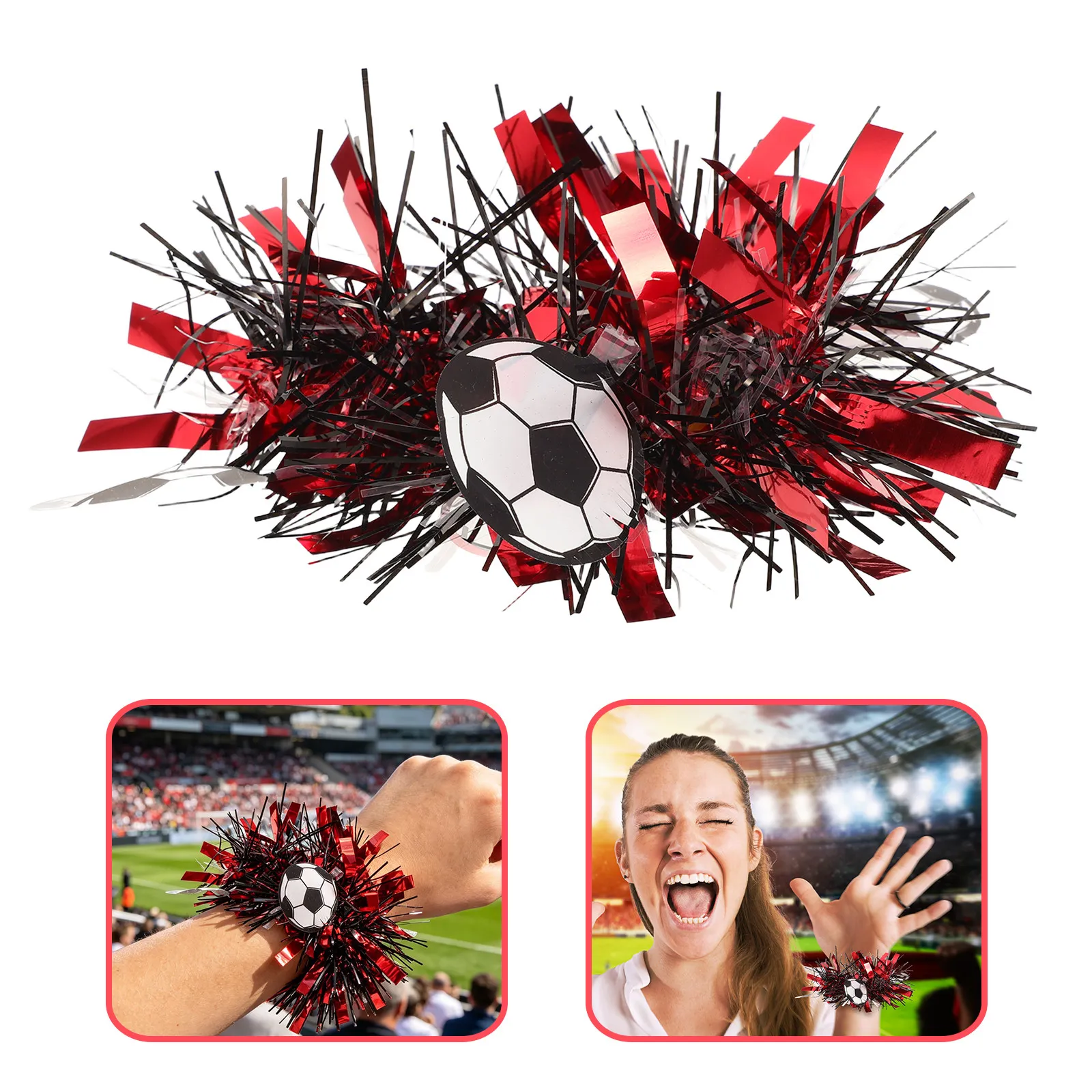 16 Pcs Color Striped Wrist Flower International Soccer Fan Bracelet Preschool Party Favors Birthday Football Arm Bands