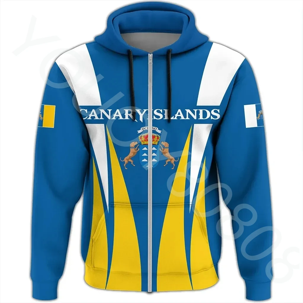 African Zone Clothing Canary Islands Hoodie - Apex Style Zip Hoodie Mens Clothing Sweatshirt 3D Printed Casual Sports Jacket