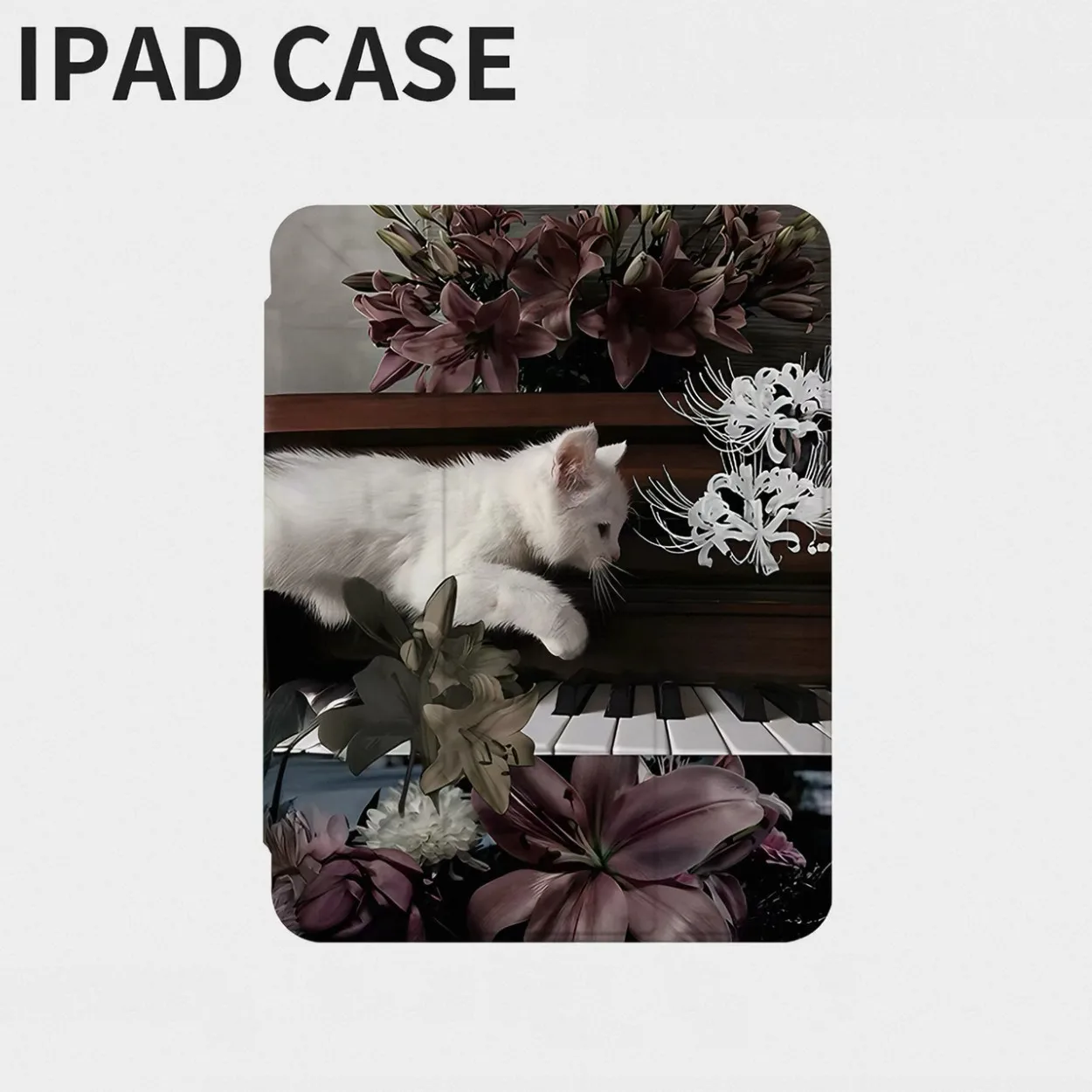 Ins Style Creative Flower Cat Tri-Fold Tablet Case For iPad Pro 11 13in 2025 iPad Pro 12.9in Air7 10th 11th M4/5 Protected Cover