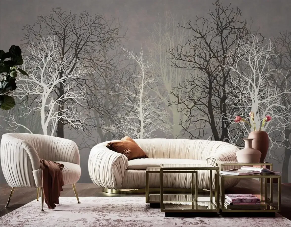 Custom Nordic retro forest abstract woods Mural Wallpaper Living Room Office Interior Decor Wallpaper Papel De Parede Home Decor
