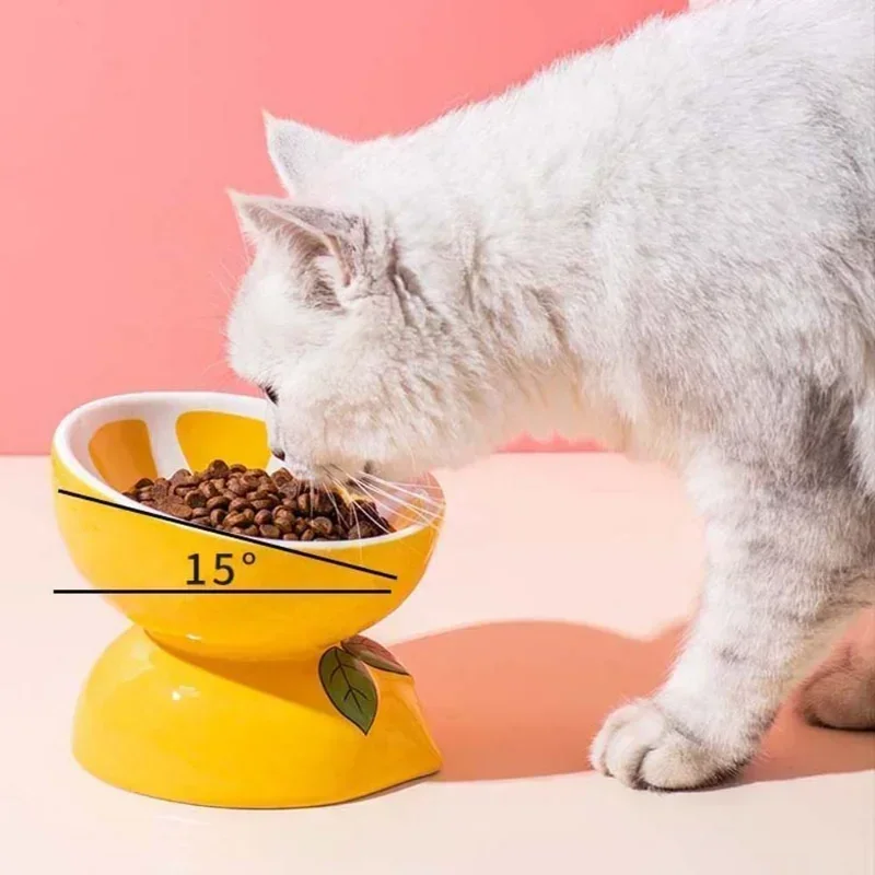 Cat Bowl Ceramic Protects Cervical Neck, Drinks Water, Eats Dog Snacks, Skew Mouth, High Foot Grain Bowl, Pet Products, Cat Bowl