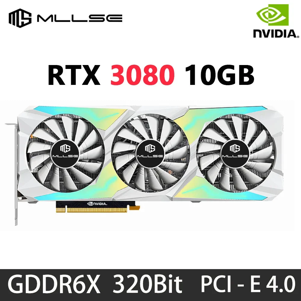 MLLSE RTX 3080 10G Game Placa De Video Graphics Card NVIDIA GPU 8Pin+8Pin GDDR6X 320bit HDMI*1 DP*3 PCI Express 4.0 x16 Desktop