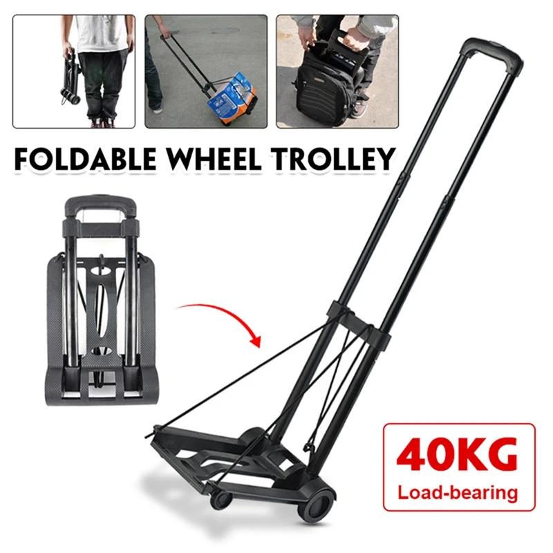 40Kg Heavy Duty Foldable Hand Truck Wheel Trolley Portable Home Use Folding Transport Trolley Shopping Trolley Barrow