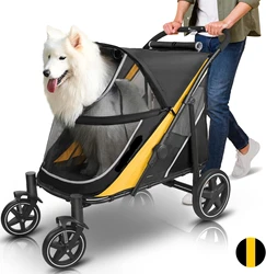 Dog Stroller For Medium Dogs Foldable Dog Transporter Outdoor Travel Dog Cat Trolley Dog Pull Cart Large Space Load-bearing 60KG