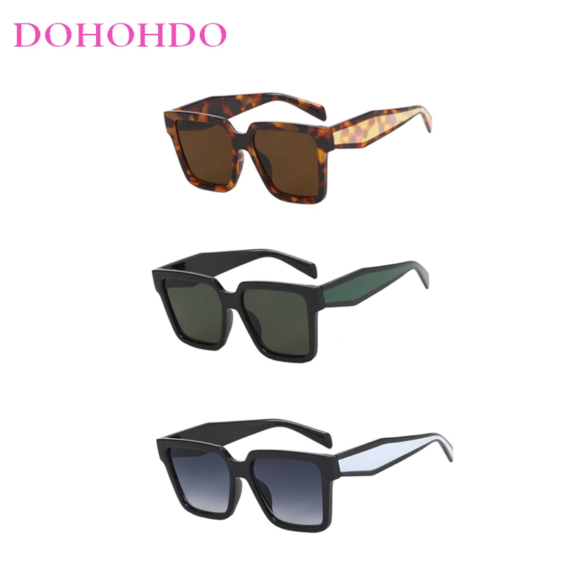 DOHOHDO New Y2K Oversized Square Sunglasses Men Vintage Fashion Solid Shades Women New Retro Ins Trendy Protection Eyewear UV400