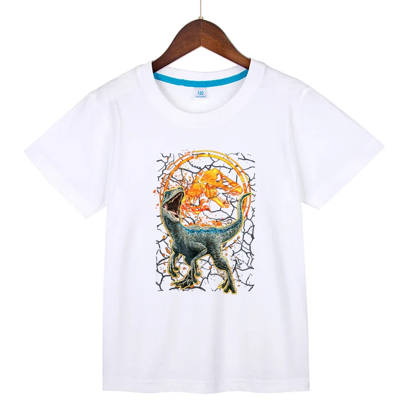 Jurassic World Two Blue Raptor Magma Children T-shirt Tops Tees Summer Cotton Boys Girls Clothes Short Sleeve T shirt