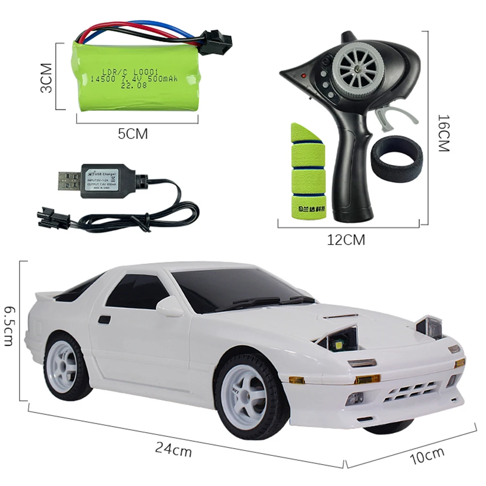 LDRC LD1802 RX7 1:18 Scale RC Drift Car 2.4GHz 2WD RC Racing Remote Control Car With LED Light For Boys Gifts