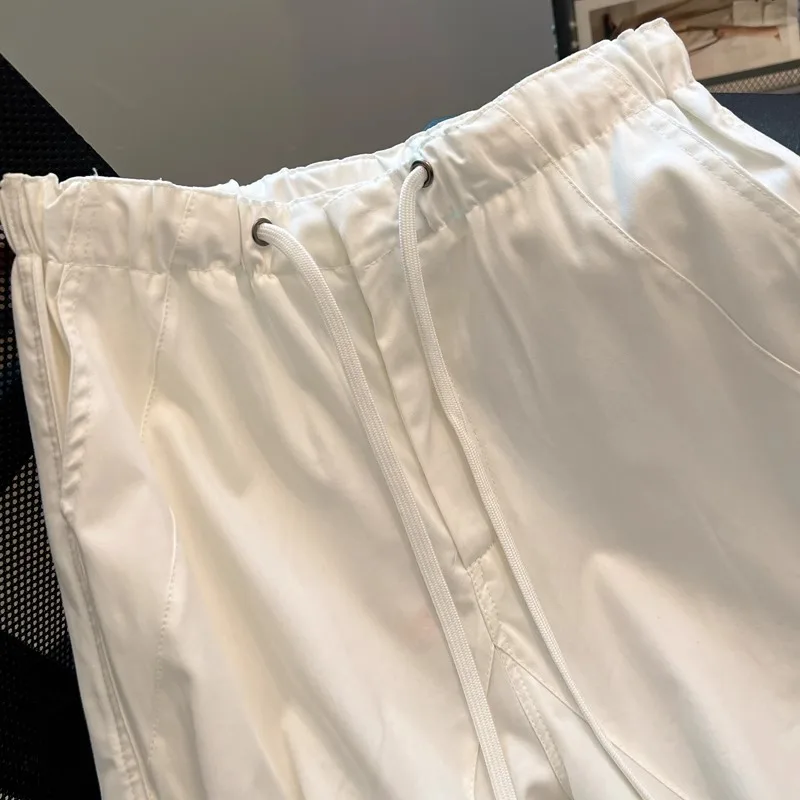 레트로 일본 스타일 와이드 레그 워크웨어 팬츠 남녀공용 여름 미국 스타일 프린트 캐주얼 팬츠