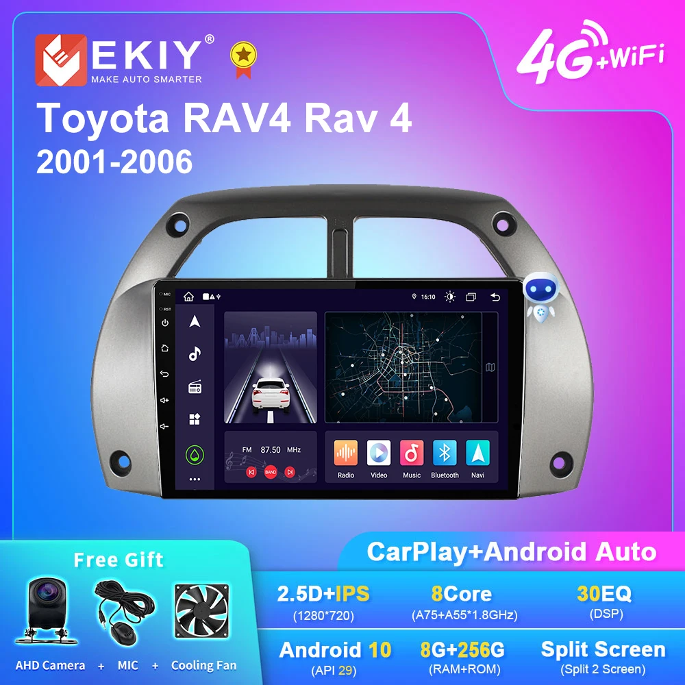 

EKIY X7 автомобильный радиоприемник Android 10 для Toyota RAV4 Rav 4 2001 2002 2003-2006 AI Voice стерео Мультимедийный видеоплеер Navi No 2 Din DVD