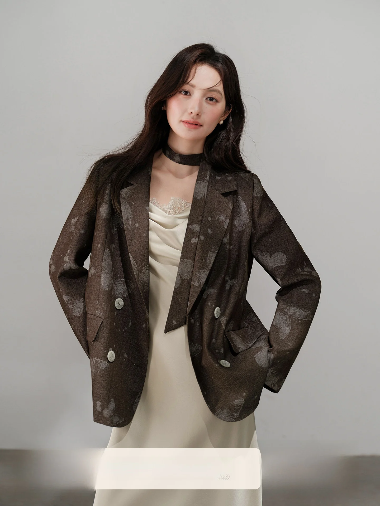 

Vintage Print Suit Jaet Women's Loose oulder Western Sle Outerwear Spring New Arrival Casual Faion