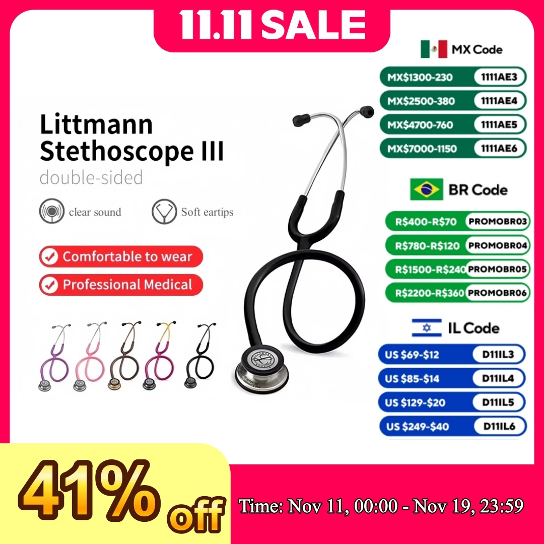 

Для стетоскопа 3M Littmann Classic III с двойной диафрагмой и частотой, профессиональная медицинская двойная головка для доктора, здравоохранения