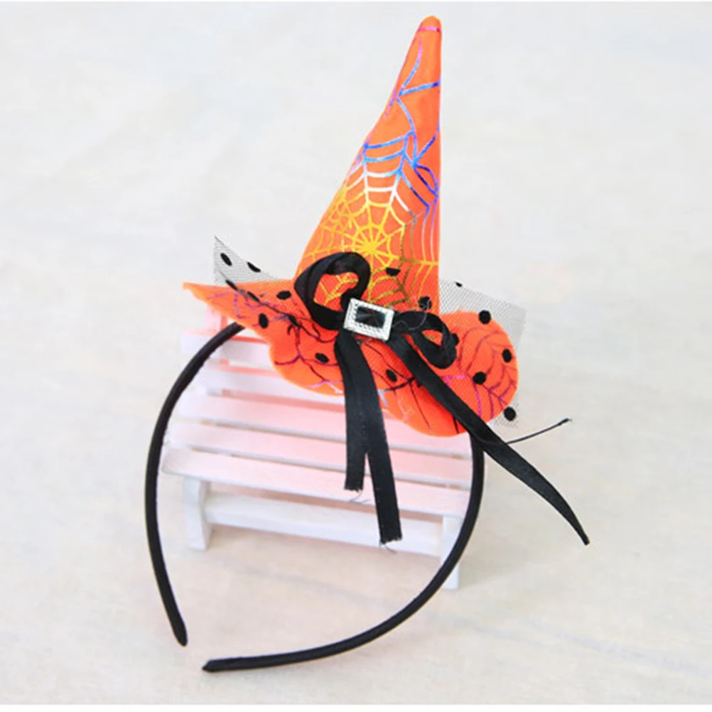 

4 Pcs Kids Halloween Witch Hat Spooky Cosplay Headwear With Spiderwebs Lace Design For Trick Or Treating Party Decoration