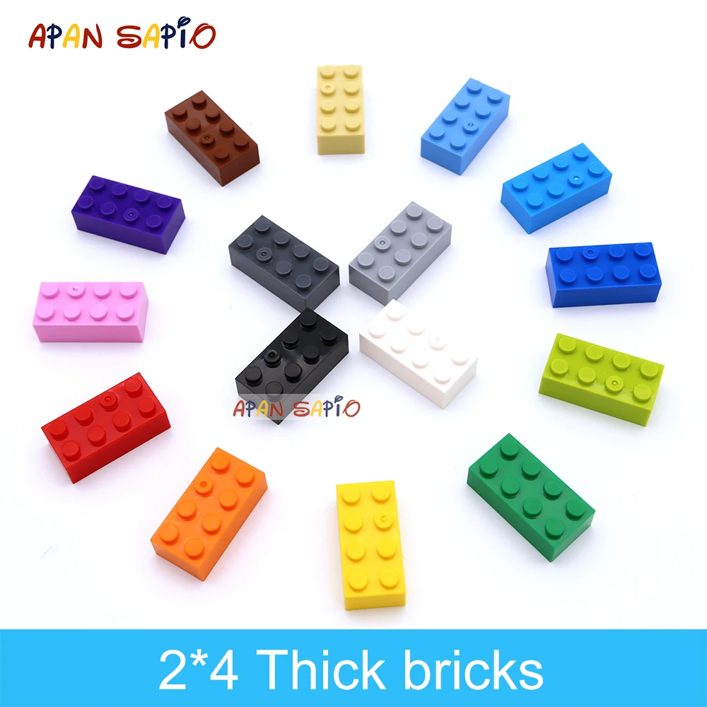 40pcs DIY Building Blocks Thick Figures Bricks 2x4 Dots Educational Creative Size Compatible With 3001 Plastic Toys for Children