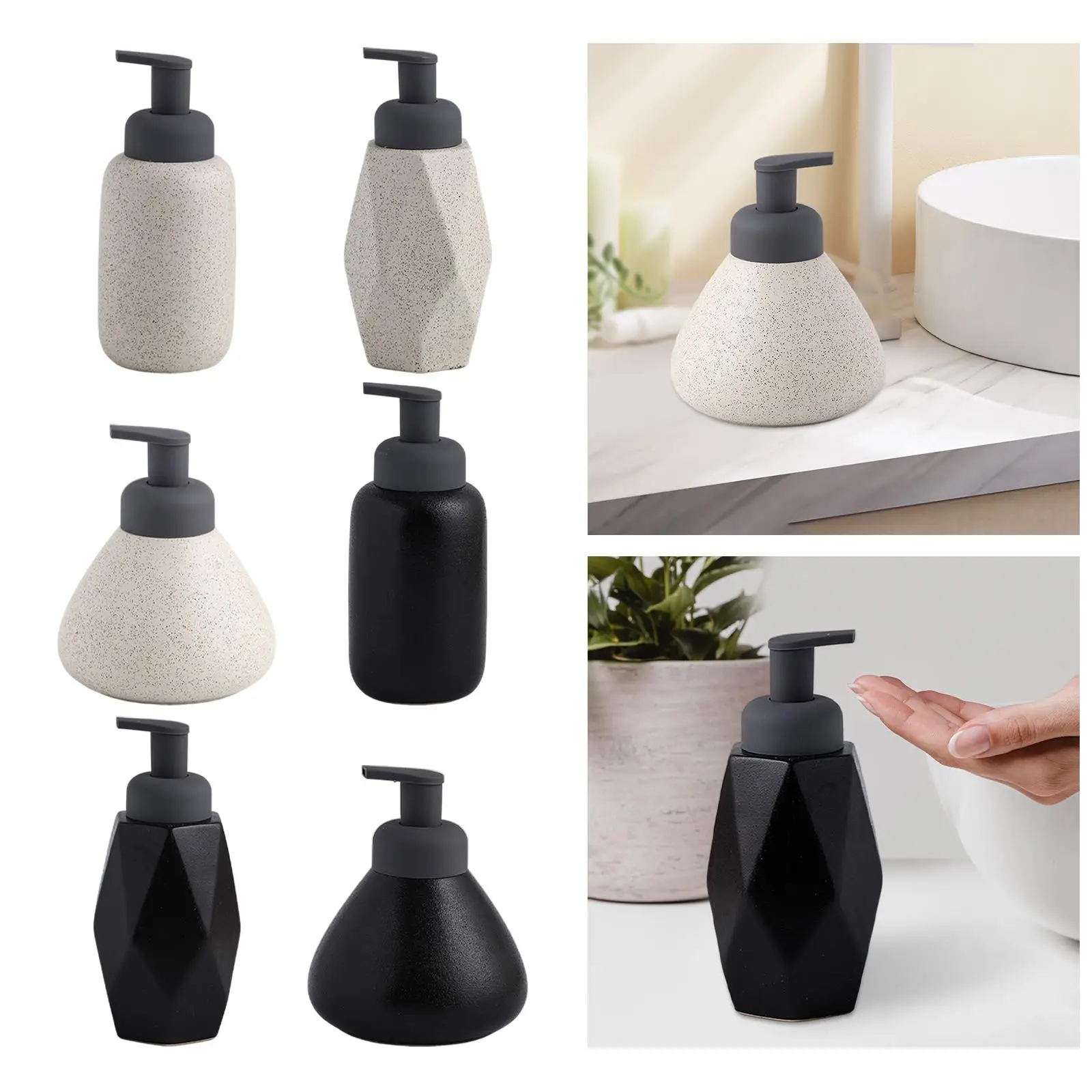 1Pack Liquid Soap Dispenser Ceramic Empty Bottle Reusable Manual Handwash Container for Countertop Bathroom Hotel Shampoo Lotion