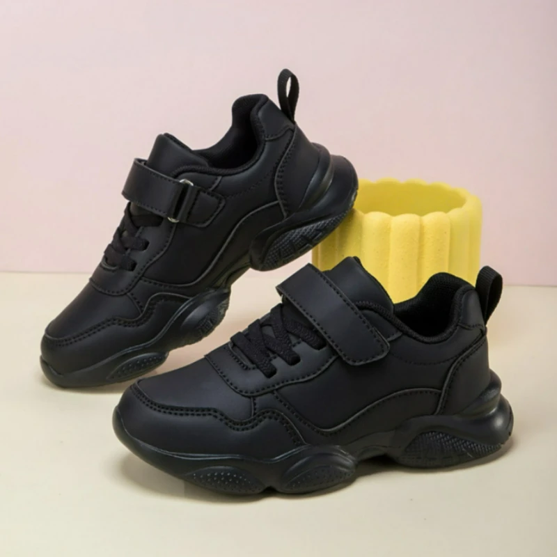 

Модные детские кожаные кроссовки для мальчиков, черно-белые, 2026, новый дизайн, на платформе, легкие, повседневные, для тенниса