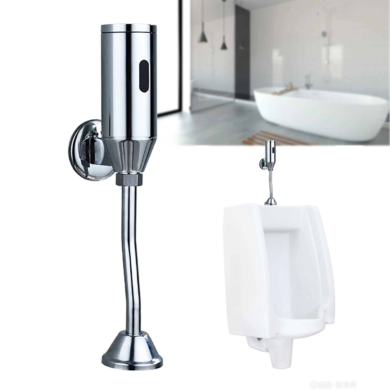 Urinal Flush Valve with Copper Shell and Stainless Steel S-Tube – PVD Electroplating, Automatic Sensor Control, Water-Saving