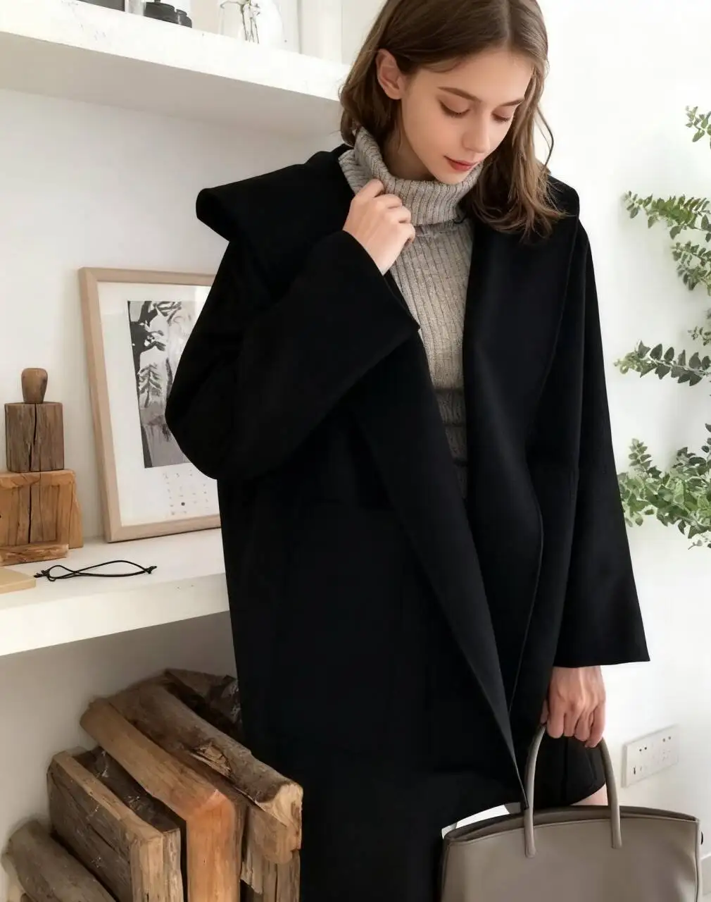 

Шерстяные пальто, женское шерстяное пальто, коричневое женское зимнее кашемировое красочное стеганое пальто на пуговицах, укороченное макси с талией в скандинавском стиле