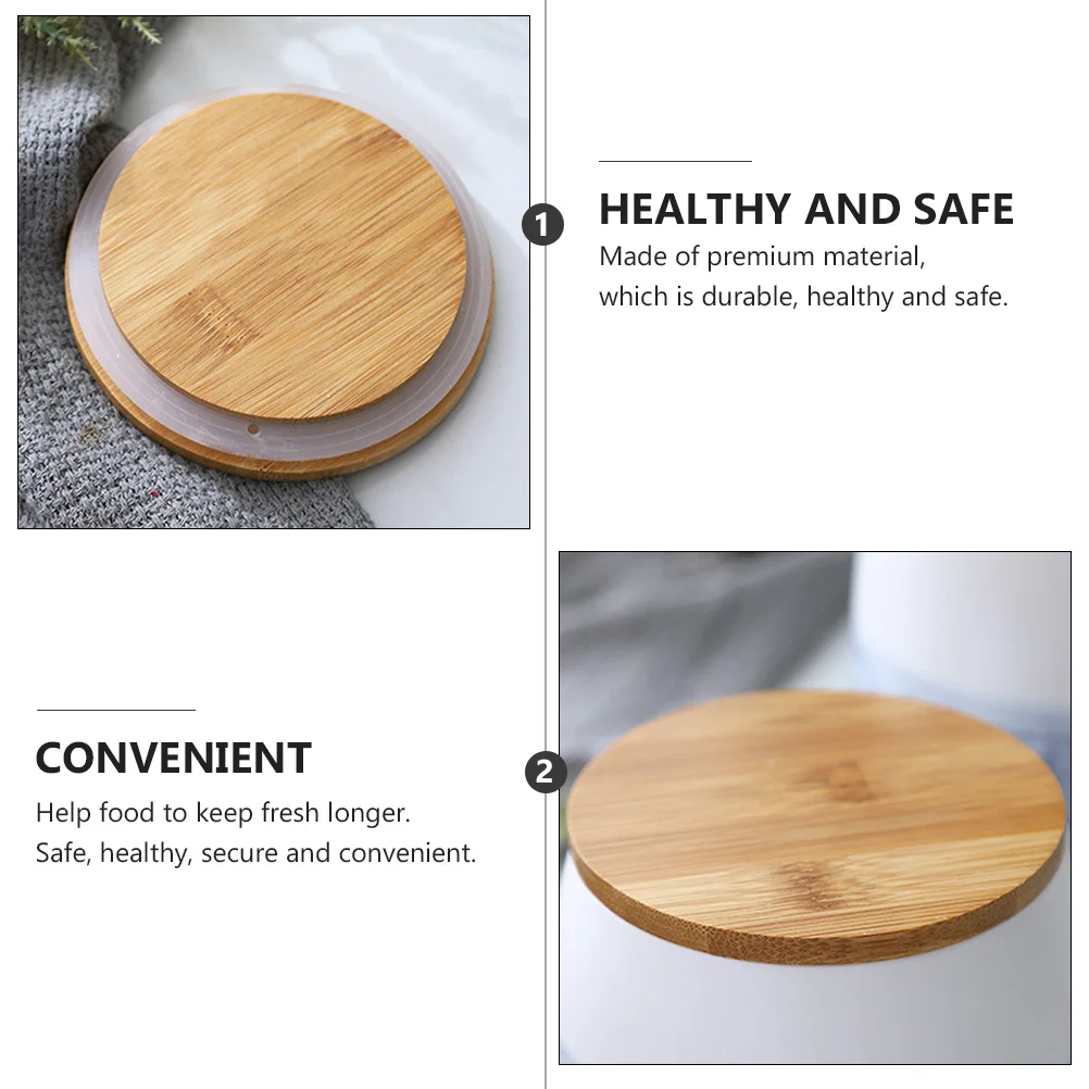 

1pc Large Ceramic Candy Jar With Wooden Cover Sealed Food Storage Container For Kitchen Home Coarse Cereals Storage Pot