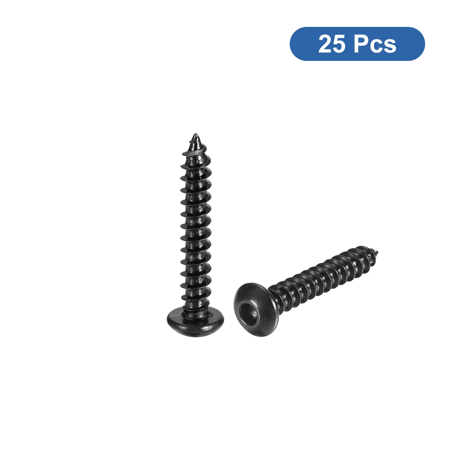 25/200/400Pcs Hex Socket Self Tapping Screws Carbon Steel Wood Resistance Screws Fastener Black M4 M5 Length 16mm 20mm 25mm 30mm