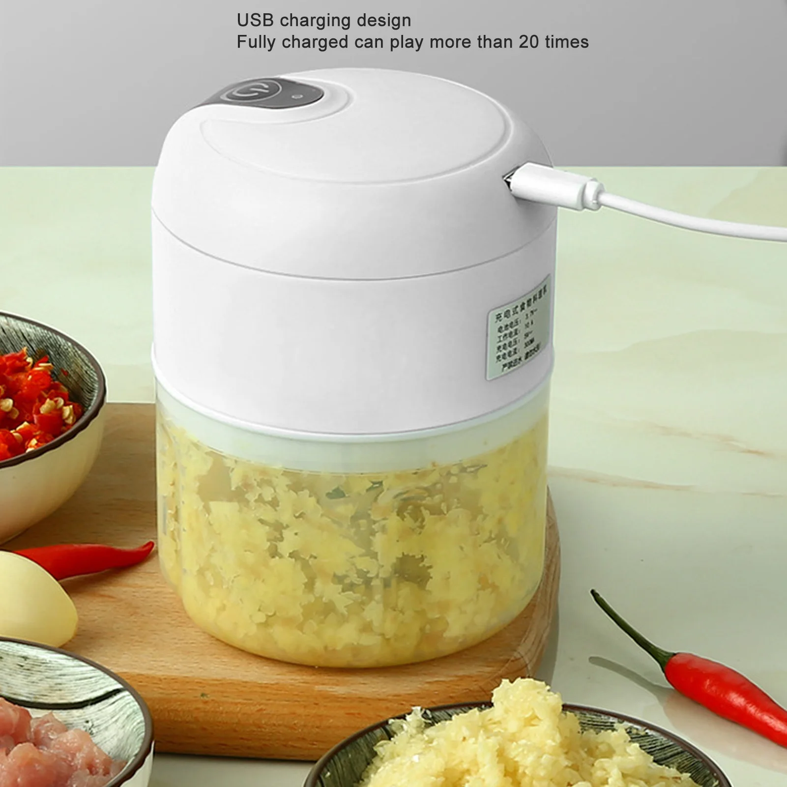 

Электрическая мясорубка для чеснока, 350 мл, зарядка через USB, перезаряжаемая мясорубка, мясорубка для кухни