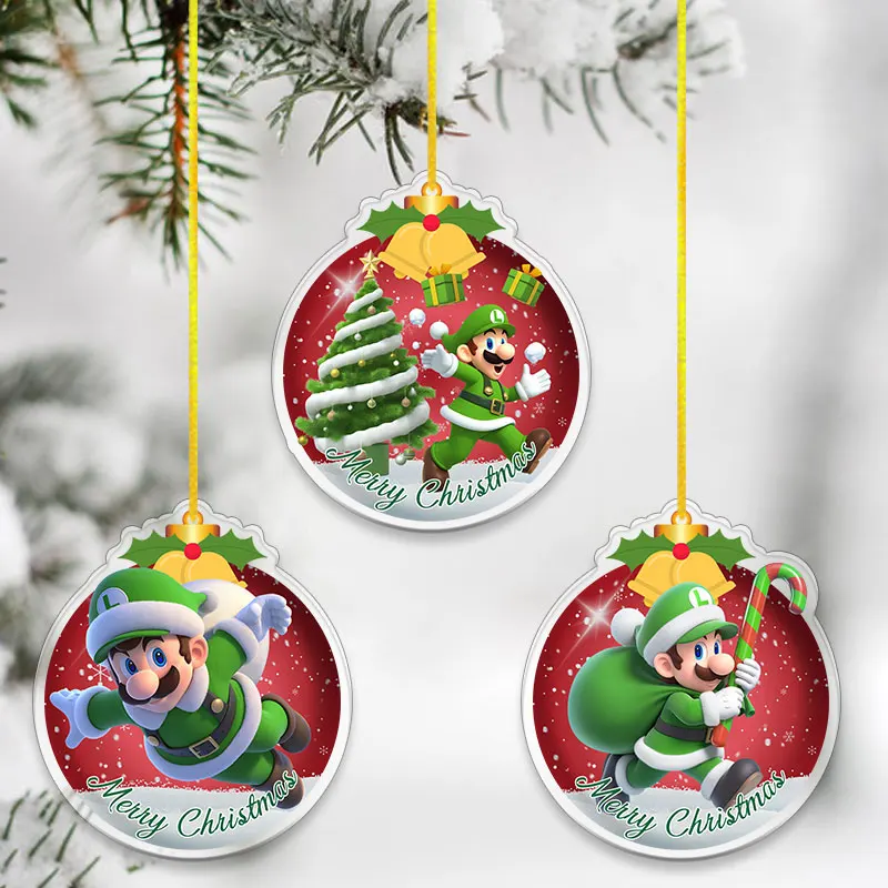 8 سنتيمتر الاكريليك قلادة الديكور لسوبر ماريو بروس شجرة عيد الميلاد شنقا الديكور اكسسوارات أنيمي الأميرة الخوخ هدية #5