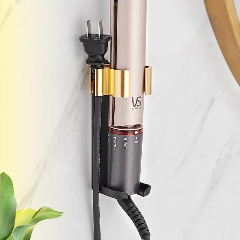 Hair Straightener Holder Rack Barber Salon Styling Curling Iron Curler Storage Organizer Aluminium Alloy Stand Bracket Black