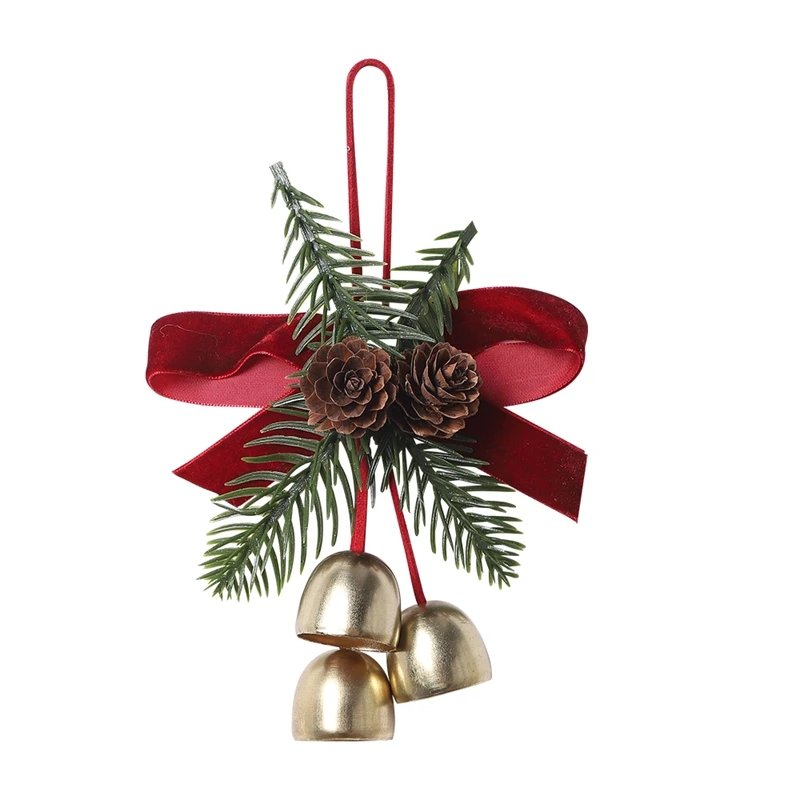 1/2 Stück Weihnachtsglocken Türhänger Ornament Samtschleife Tannenzapfen Glockenanhänger für Weihnachtsdekoration 2026 Neujahrsgeschenke – Detail 11