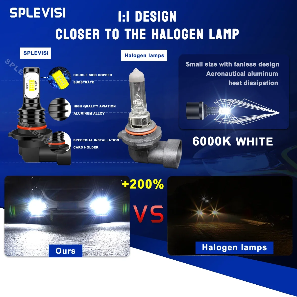 LED Headlight 9005 9006 Hi Low Beam 9006 Foglight For Toyota Corolla 2005 2006 2007 2008  Solara 2002 2003 luz para auto