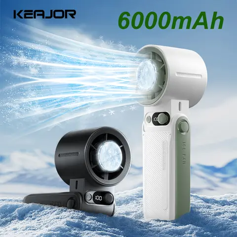 미니 휴대용 휴대용 팬 199 속도 조절 가능한 얼음 냉각 팬 6000mAh 충전식 접이식 목 팬 야외 소형 터보 팬