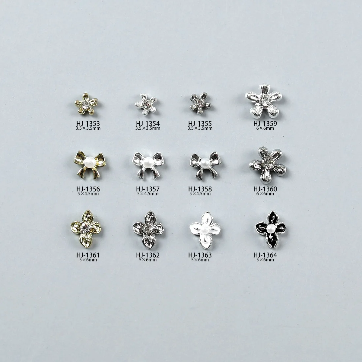 20 STKS Mini 3D Metalen Nail Art Bloemen Bedels Met Strass Parel Kern Voor Nagels Decoratie Ontwerp Manicure Accessoires Benodigdheden