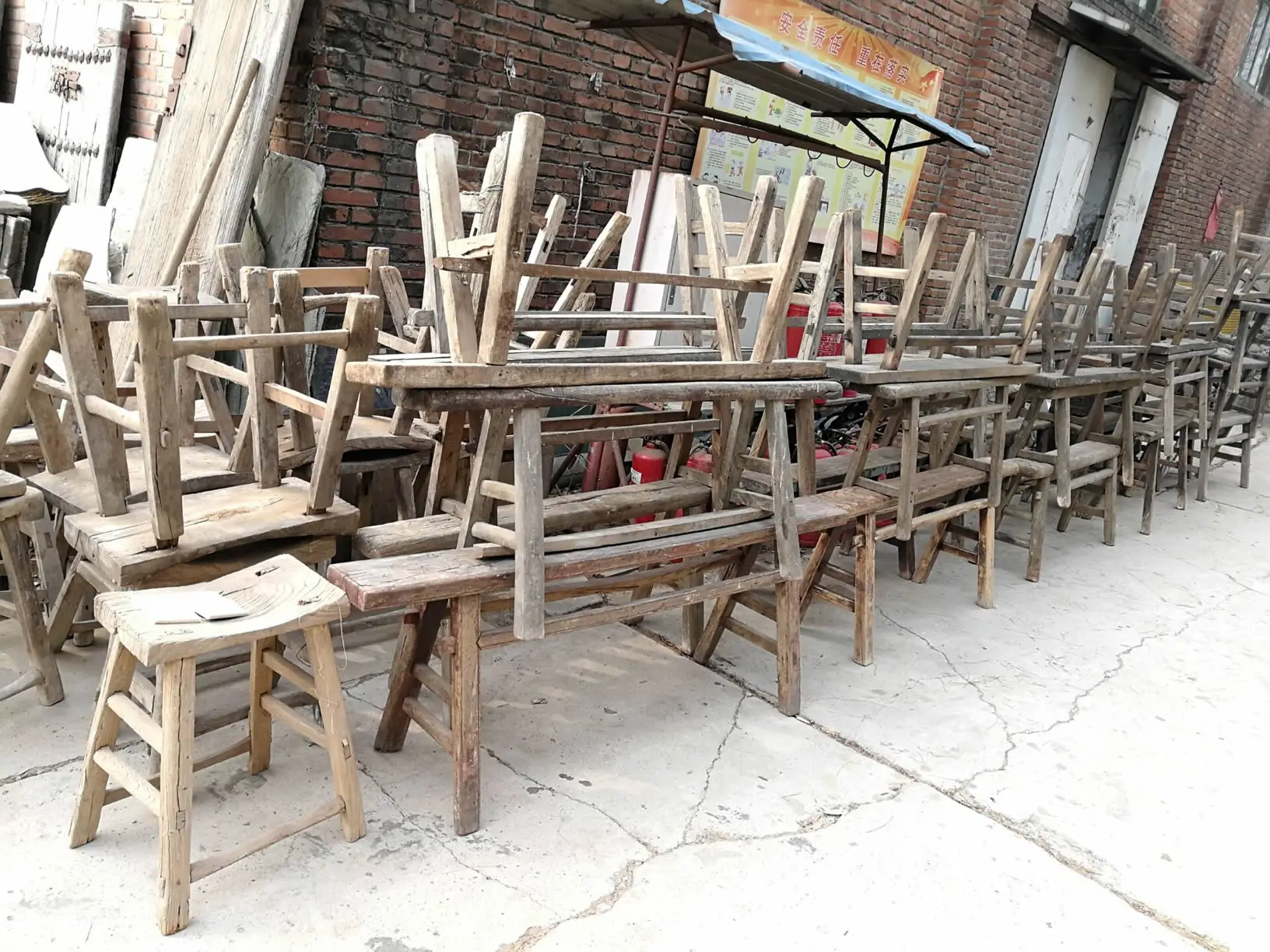 Chinese antique reclaimed wood outdoor bench double recycled elm wood bench