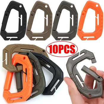 5/10Pcs Military Plastic Tactical Carabiner Fast Spring Hard Hook Buckle D-Clip for Molle Webbing Accessories Backpack/Vest/Belt