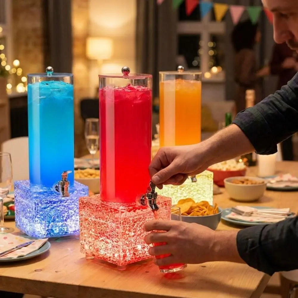 2L Large Capacity LED Luminous Beer Tower Acrylic Unbreakable Lighted Drink Dispenser Rechargeable Color Light Food Grade - view 2